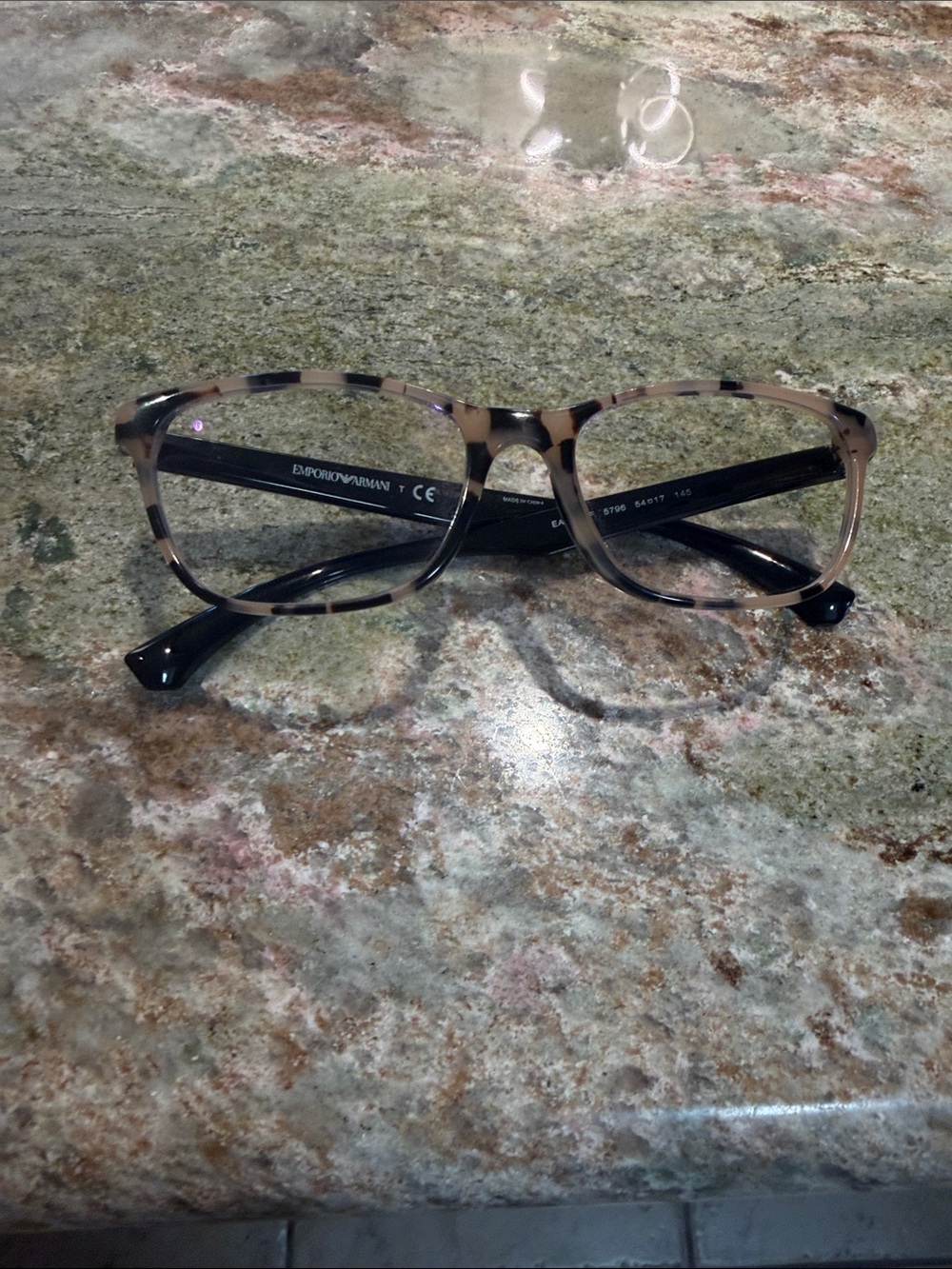 Emporio Armani Tortoiseshell Beige and Black Optical Glasses